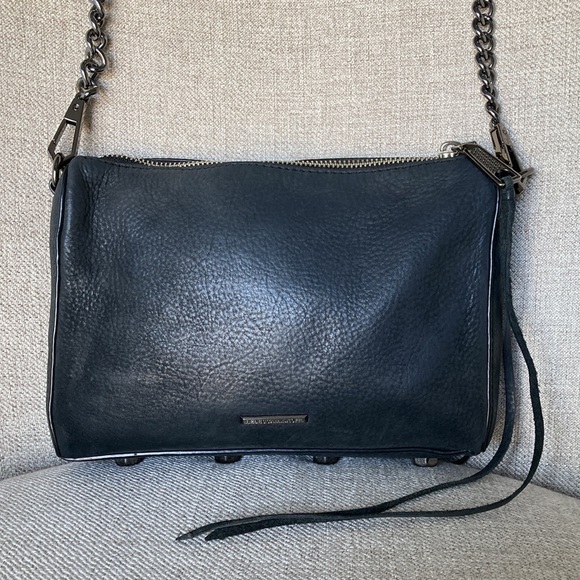 Rebecca Minkoff Black Leather Chain-Link Crossbody Bag - Picture 3 of 12
